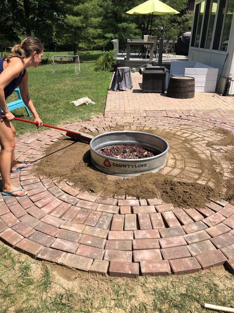 DIY Paver Patio Diy Paver Patio, Red Brick Pavers, Diy Paver, Paver Fire Pit, Lake Landscaping, Brick Yard, Pavers Diy, Diy Patio Pavers, Brick Paver Patio