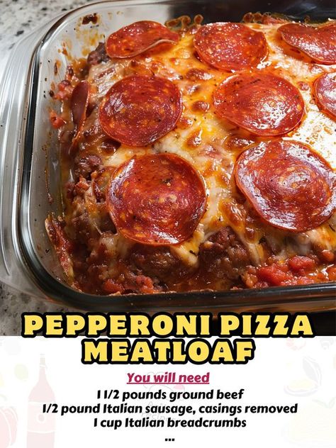 Pepperoni Pizza Meatloaf, Pizza Meatloaf, Meatloaf Ingredients, Italian Breadcrumbs, Italian Sausage, Pepperoni Pizza, Bread Crumbs, Meatloaf, 1 Cup