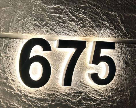 Custom Illuminated Address Number Sign, Metal Backlit Door Number,led Address Numbers ,door Numbers,backlit Numbertransformer NOT Included - Etsy Backlit House Numbers, Led House Numbers, Led House, Backlit Signs, Metal House Numbers, Solar Power House, Door Number, Modern House Number, House Number Plaque