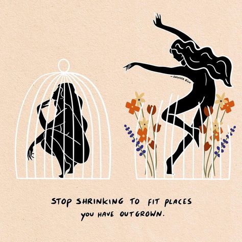 Danica Gim on Instagram: ““Stop shrinking to fit places you have outgrown.” - @neliatorkian How wonderful it was to connect with so many of you in the comment…” Let Go Of People, Emotional Therapy, Letting People Go, Inner Child Healing, Spiritual Artwork, Healing Words, Spiritual Health, Ethereal Art, Self Motivation