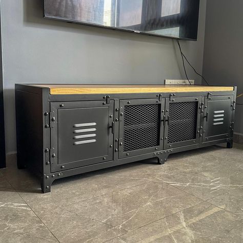 Elevate your entertainment space with our industrial-chic TV console, combining functionality and style with its sleek steel design. Perfect for a modern setup. 📺🌟 🔍 Industrial Steel TV Console MYSTEEL $418.00 lofthome.com/products/tv-console-mysteel #lofthomefurniture #TVConsoleStyle #IndustrialDesign #ModernLiving #ChicInteriors #MinimalistHome #ElegantFurniture #HomeTrends Industrial Tv Console, Steel Tv Stand, Modern Setup, Industrial Tv Unit, Tv Tables, Industrial Console, Loft Home, Industrial Tv Stand, Industrial Cabinet