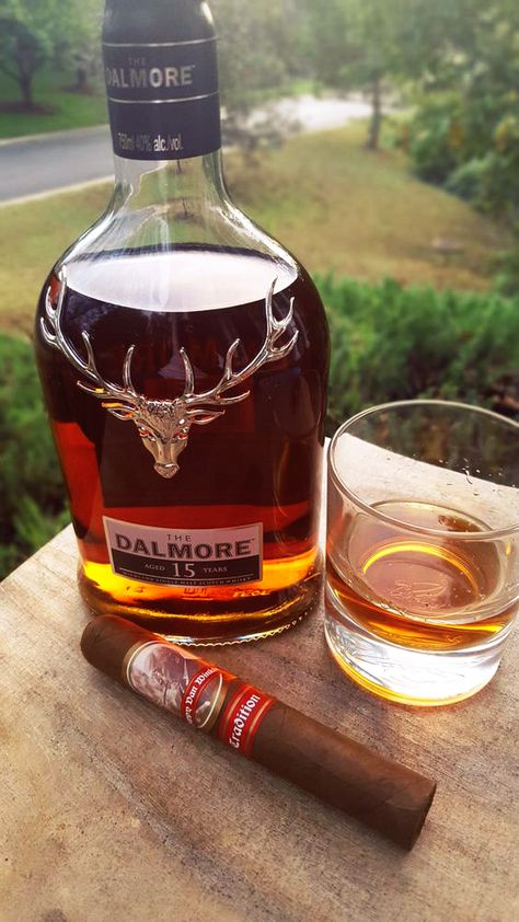 The Dalmore 15 Year Aged Highland Single Malt Scotch Whisky & Pappy Van Winkle Tradition Cigar Coffee With Alcohol, Good Whiskey, Good Cigars, Whiskey Drinks, Alcohol Bottles, Cigars And Whiskey, Scotch Whiskey, Alcohol Drink Recipes, Malt Whisky