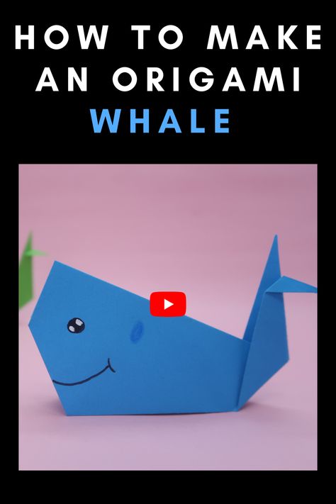 Origami Whale Easy, Origami Whale Step By Step, Fish Origami Easy, Whale Crafts For Kids, Simple Origami For Kids, Origami Animals Easy, Paper Folding For Kids, Whale Origami, Origami Fish Easy