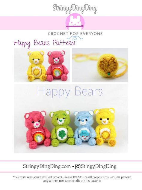 Care Bears Crochet Pattern Free, Care Bear Crochet Pattern Free, Crochet Care Bear Pattern Free, Graduation Teddy Bear, Crochet Keyring Free Pattern, Mini Amigurumi, The Grinch, Crochet Kitchen Towels, Fox Ornaments