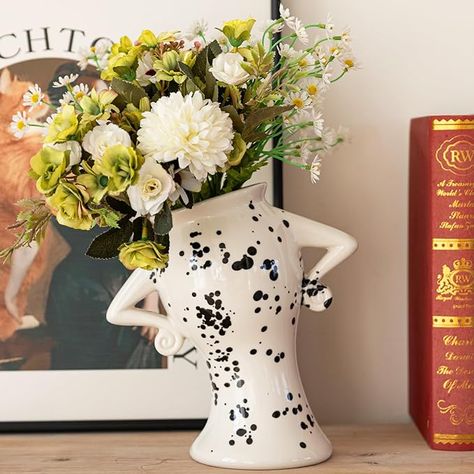 Ceramic Vase with Attitude, Unique Flower Vase for Home Decor, Sassy Decorative Vase for Flowers, Cute Boho Vase for Bookshelf Decor, Vintage Quirky Electic Funky Decor for Living Room Funky Vases, Decorative Bookshelves, Unique Flower Vases, Boho Vase, Vase For Flowers, Flowers Cute, Funky Decor, Unique Flower, Bookshelf Decor