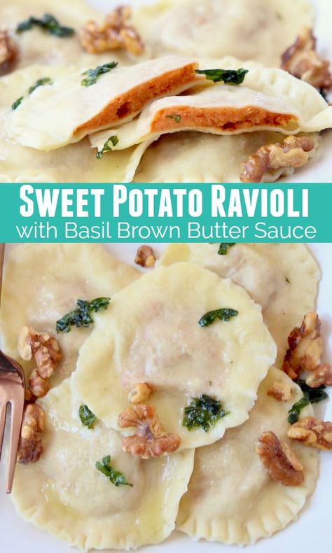 Recipes Ravioli, Sweet Potato Ravioli, Potato Ravioli, Sweet Pasta, Ravioli Recipe Homemade, Homemade Pasta Dough, Pasta Dough Recipes, Ravioli Pasta, Homemade Pasta Recipe