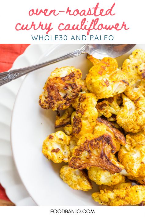 Cauliflower And Onion Recipes, Curry Roasted Cauliflower Sweet Potato, Cauliflower Recipes Curry, Roasted Curry Cauliflower Recipes, Curried Cauliflower Roasted, Curry Cauliflower Roasted, Whole 30 Cauliflower Recipes, Indian Roasted Cauliflower, Curry Cauliflower Recipes