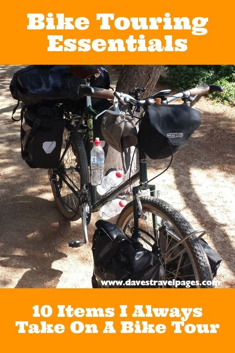 Bike Touring Essentials - 10 Items I Always Take On A Bike Tour #biketouring #bicycletouring #cycling #travelbybike #biketour #bicycletour #bikepacking Bike Touring Gear, Bike Riding Tips, Biking Tips, Bikepacking Gear, Bike Packing, Bicycle Touring, Bike Magazine, Bike Touring, Bicycle Travel