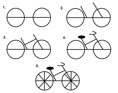 Bicycle step-by-step tutorial. How To Draw A Bike Step By Step, Bicycle Doodle Easy, How To Draw A Bicycle Step By Step, Easy Bicycle Drawing, Simple Bicycle Drawing, How To Draw A Bicycle, Bicycle Drawing Simple, How To Draw A Bike, Draw Bicycle