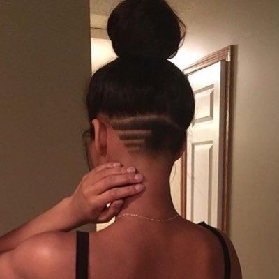 Nape Designs For Women, Viking Undercut Women, Cute Undercut Designs, Undercut Patterns Women, Cute Undercut For Women, Shoulder Length Hair With Undercut, Subtle Undercut Women, Feminine Undercut Long Hair, Womens Undercut Designs