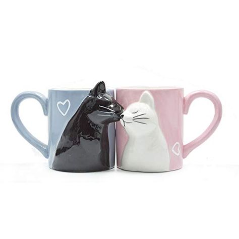 Kissing Cats, Kitty Kisses, Tanah Liat, Couple Mugs, Cat Coffee Mug, ดินปั้น Polymer Clay, Matching Gifts, Cat Coffee, Cat Mug