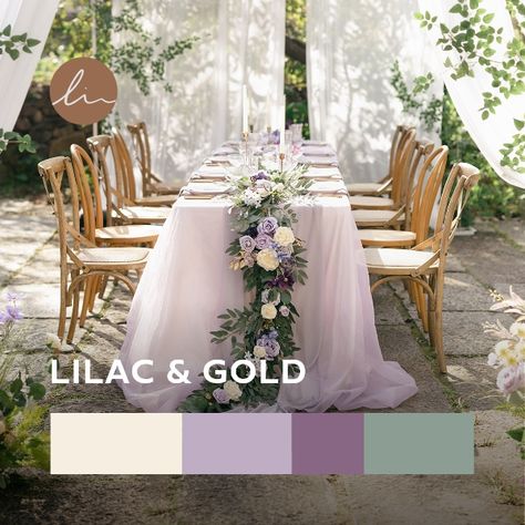 Lilac Gold And White Wedding, Lilac Outdoor Wedding, Jade And Lavender Wedding, Lilac Gold Wedding Theme, Lilac Gold And White Party, Lavender Whimsical Wedding, Lilac And Beige Wedding, Lilac Green And Gold Wedding, Lilac And White Wedding Theme