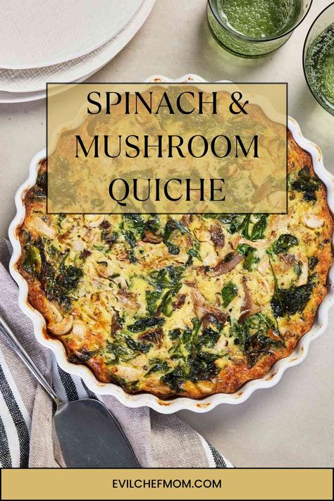 Spinach & Mushroom Quiche Quiche Mushroom, Mushroom Spinach Quiche, Spinach And Mushroom Quiche, Spinach Mushroom Quiche, Mushroom And Spinach Quiche, Vegetarian Quiche Recipes, Vegetarian Quiche, Spinach Quiche Recipes, Spinach And Mushroom