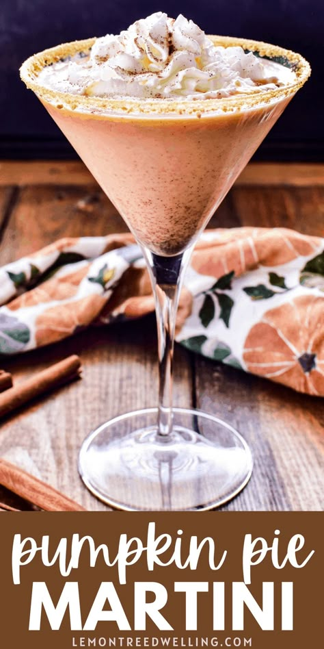 The BEST Pumpkin Pie Martini! Made with just 4 simple ingredients, including real pumpkin puree, and it tastes just like your favorite fall dessert! Vegetarian Deserts, Pumpkin Martini Recipe, Pumpkin Pie Martini Recipe, Friendsgiving 2023, Alcohol Treats, Pumpkin Cheesecake Dip, Pumpkin Martini, Pumpkin Pie Martini, Lemon Tree Dwelling