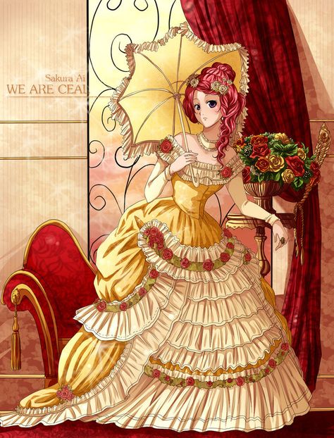 Victorian Victorian Era Dresses Drawing, Victorian Anime Aesthetic, Victorian Era Concept Art, Victorian Lady Character Design, Victorian Dress Drawing, Victorian Anime Woman, Victorian Era Dress, Black Victorian Dress, Victorian Anime