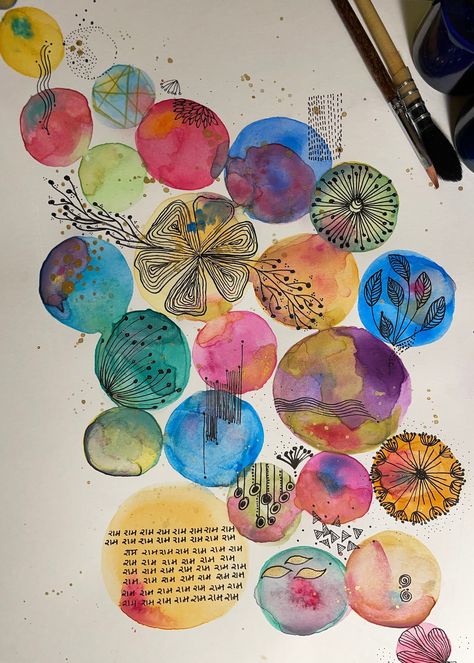 Original Artwork, Watercolor, Circle, Colorful, Vibrant, - Etsy Nothing Is Forever, Watercolor Doodles, Circle Artwork, Kunstjournal Inspiration, Artwork Watercolor, Nothing Is Permanent, Watercolor Circles, Art Therapy Activities, This Too Shall Pass