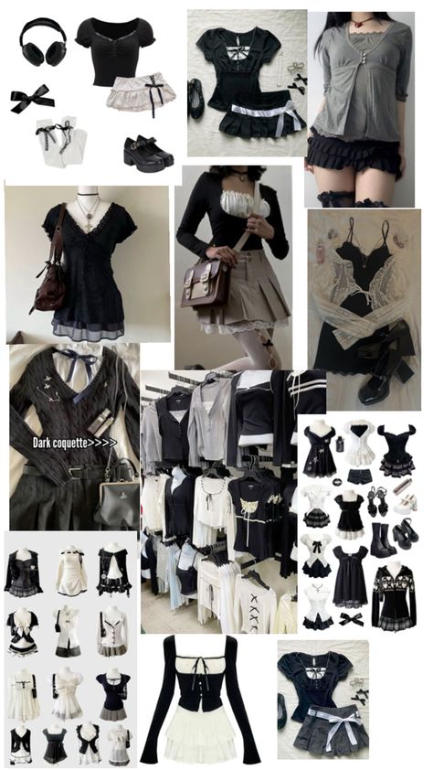 Dark coquette clothes Dark Coquette Clothes, Coquette Clothes, Chinese Fashion Street, Dark Coquette, Dark Outfits, Swaggy Outfits, Feminine Outfit, Really Cute Outfits, Fashion Line