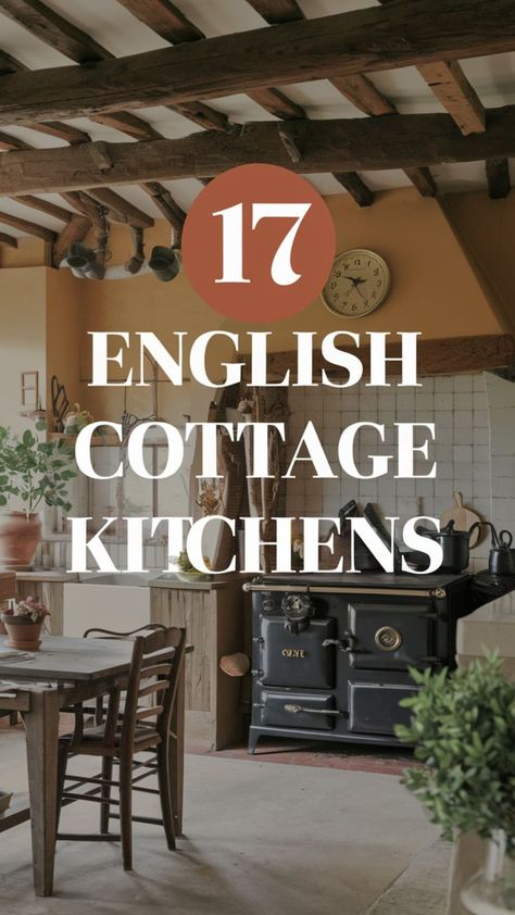 Create cottage depth with layers of texture—think exposed wooden beams, linen curtains, and terra cotta accents for an english cottage kitchen that feels collected over time. English Cottage Kitchen Ideas, Coastal Cottage Kitchen, Cottage Kitchen Inspiration, English Cottage Kitchens, Cottage Kitchen Ideas, Cozy Nooks, English Cottage Style, Cottage Kitchens, Wooden Beams