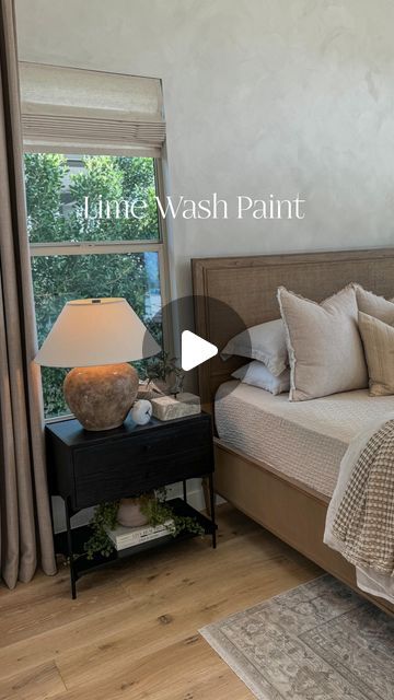 Christine Melin | Design • Home Decor • Lifestyle on Instagram: "Although we loved our dark accent wall, we knew it was time for a change, & we wanted to go brighter. We were looking to add character instead of simply lightning up the wall. So we went with this beautiful lime wash finish in the color called Gem from Portola Paints. @kowalskipainting helped us transform our bedroom into a refreshed, airy space with the perfect touch of character. If you’re in AZ, we highly recommend you go with Kowalski Painting for your next painting project!   What is lime wash? It’s a natural brush-applied coating & dries to create a beautiful weathered patina with subtle movement that softens & streaks with age. Due to its high PH, Lime Wash also acts as a mild fungicide & is eco-friendly with zero VOCs Like Wash Walls Bedroom, Limewash Bedroom Accent Wall, Black Limewash Bedroom, Limewash Bedroom Walls, Lime Wash Accent Wall, Lime Wash Bedroom, Limewash Accent Wall, Dark Accent Wall, Lime Wash Walls