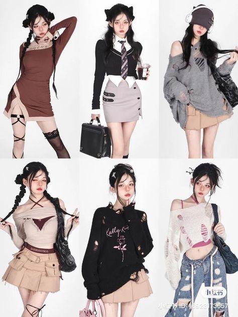 Outfit Inspo For Characters, K Pop Outfit Ideas, Douyin Style, Aesthetic Outfit Ideas, Pose Ref, Grunge Goth, Mode Inspo, Pose References, Aesthetic Outfit