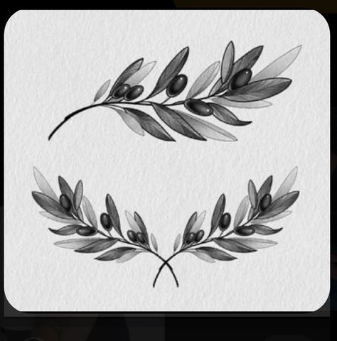 Oak Leaf Tattoos, Laurel Wreath Tattoo, Olive Tattoo, Tree Branch Tattoo, Dragon Tattoo Drawing, Olive Branch Tattoo, Branch Drawing, Wreath Tattoo, Branch Tattoo