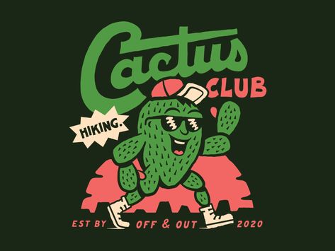 Cactus Club by SAMPLE on Dribbble Retro Illustrations, Cactus Club, Cactus Illustration, 60s Retro, Design Jobs, Co Design, Club Design, Retro Illustration, Vintage Cartoon