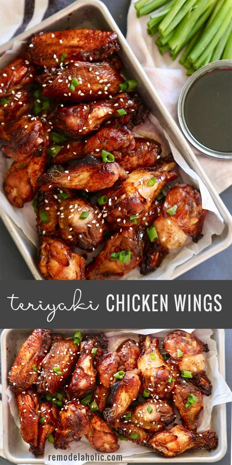 Fried Teriyaki Chicken Wings, Garlic Teriyaki Chicken Wings, Teriyaki Wings Baked, Teriyaki Wings Recipe, Chicken Wing Marinade, Ayam Teriyaki, Wings Recipe Baked, Teriyaki Wings, Wings Food