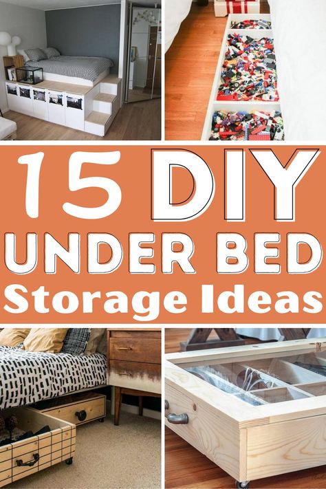 15 DIY Under Bed Storage Ideas How To Make Under Bed Storage Drawers, Diy Underbed Storage Drawers, Diy Bed Storage Ideas, Under Bed Clothes Storage Ideas, How To Build Drawers Under Bed, Underbed Storage Diy, Diy Drawers Under Bed, Diy Under Bed Storage Drawers, Under The Bed Storage Ideas Diy