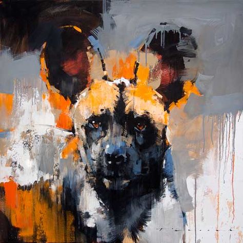 Wild Dog Painting, South African Artists Paintings, South African Paintings, African Wild Dog Art, South African Art Paintings, Hyena Painting, Peter Pharoah, Contemporary Wildlife Art, Animal Artists