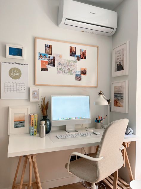 Cozy Home Office, Desk Inspiration, White Desk, Casa Vintage, Office Room Decor, Study Room Decor, Room Makeover Bedroom, Home Office Setup, Home Office Space