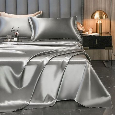 PRICES MAY VARY. Made from premium Silk, our Silk Bed Sheets offer the perfect combination of luxury and sustainability. Crafted from organic eucalyptus silk, these Silk Sheets Eucalyptus Queen are not only incredibly soft and cool to the touch, but they are also gentle on sensitive skin. Advanced breathability is a key feature of our Eucalyptus Silk Sheets King Size Bed Set. Unlike traditional silk sheets, Vegan Sheets’ specially designed fabric allows for air and moisture permeability, ensurin Satin Bed Set, Silk Bed Sheets Aesthetic, Silk Sheets Bedroom, Silk Bedsheet, Queen Size Bed Set, Silk Bedroom, Silk Bed Sheets, Queen Size Bed Sets, Silk Bed