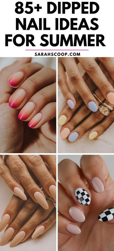 Say hello to summer with these fun and colorful dipped nail designs. Get ready to be inspired and switch up your manicure game with more than 85 trendy options. 💅🏖️☀️ #SummerNails #DippedNailIdeas #NailArt Nail Designs Dipping Powder, Opposite Color Nails On Each Hand, Dip Powder Nails Design Ideas, Opposite Color Nails, Dip Nails With Design, August Dip Nails, September Dip Nails 2024, Nail Dip Powder Ideas, Dip With Tips Nail Ideas