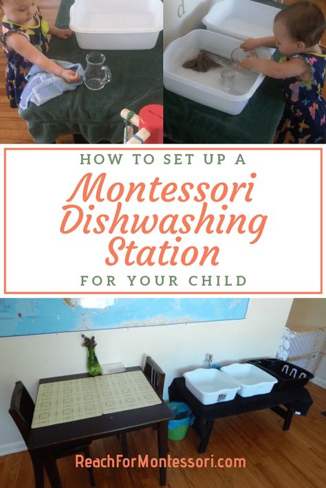 Montessori Washing Station, Dishwashing Station, Montessori Stations, Parenting Activities, Toddler Montessori, Life Activities, Practical Life Activities, Montessori Lessons, Teaching Life Skills