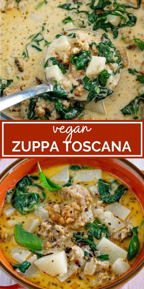 Sausage Coconut Milk Soup, Vegan Zuppa Toscana, Weeknight Soup, Quick Comfort Food, Olive Garden Zuppa, Weeknight Dinner Ideas, Olive Garden Zuppa Toscana, Zuppa Toscana Soup, Tuscan Soup