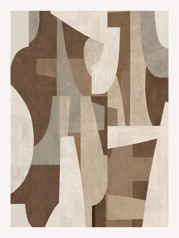 size: 12x9in Art Print: Mid-Century Browns V, 2023 by Parker Ross : Midcentury Modern Posters, Wall Art Mid Century Modern, Mid Century Abstract Art, Mid Century Artwork, Entryway Art, Panoramic Photography, 2023 Art, Contemporary Impressionism, Mid Century Wall Art