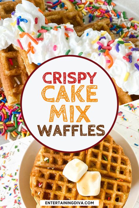 Cake Mix Waffles, Waffle Bowl Recipe, Birthday Party Brunch, Waffle Mix Recipes, Crispy Waffles, Gluten Free Cake Mixes, Betty Crocker Cake Mix, Recipes Using Cake Mix, Waffle Iron Recipes