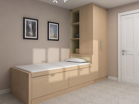 Small Built In Wardrobe, Bedroom Window Nook, Small Luxury Bedroom, Stair Box In Bedroom, Bulkhead Bedroom, Box Room Beds, Box Room Bedroom Ideas, Inspiration Designs, Window Seat Storage