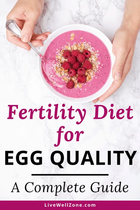 If you're trying to conceive and need help figuring out what to include in your fertility diet, then this article is for you. You will learn how to improve egg quality and boost fertility naturally with fertility boosting foods. These guidelines are helpful even if you are struggling with pcos infertility and you want a natural way to improve your pcos fertility diet(as well as other natural fertility tips). Improve Egg Quality, Ivf Diet, Boost Fertility Naturally, Fertility Smoothie, Fertility Nutrition, Fertility Help, Fertility Supplements, Egg Quality, Fertility Foods