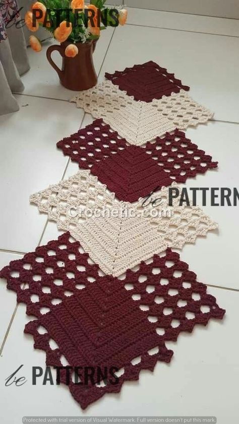 crochet pattern-crochet table runner pattern chart Free Doily Patterns, Crochet Placemat Patterns, Crochet Tablecloth Pattern, Crochet Mat, Crochet Placemats, Crochet Table Runner Pattern, Quilt Square Patterns, Placemats Patterns, Crochet Table