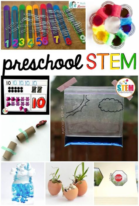 Tons of must-try preschool STEM activities. Preschoolers will love the science, technology, engineering and math projects. Preschool Stem Activities, Pre-k Science, Stem Activities Preschool, Preschool Stem, Stem Classroom, Stem Challenge, Pre K Activities, Math Projects, Kindergarten Science