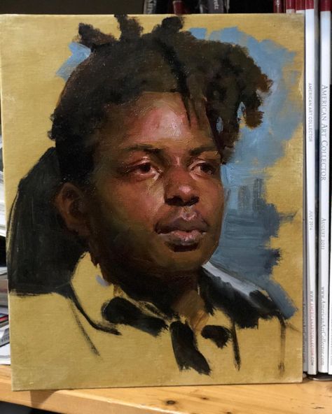 Karen Offutt on Instagram: “Tonight was the last night of my portrait painting class at @atelierdojo .  Again, I had to work on it a few hours more at my studio before…” Dark Skin Oil Painting, Dark Skin Painting, How To Paint Skin, Painting Dark Skin, Black Portraits, Masters Paintings, Painting Skin, Skin Paint, Ap Studio Art