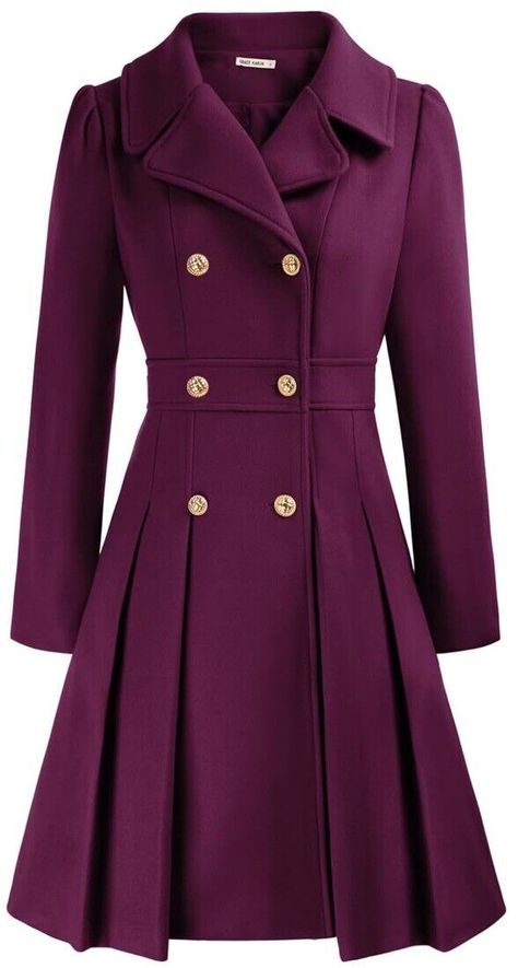 GRACE KARIN Women's Trench Coat Notch Lapel Double Breasted Thick A Line Pea | eBay Winter Cocktail Party Outfit Classy, Womens Trench Coat Outfit, Chic Fall Outfits Classy, Winter Cocktail Party Outfit, Dress Coats For Women, Long Coats For Women, A Line Coat, Women Trench Coat, Women's Trench Coat