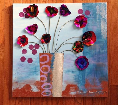 Upcycling is awesome with this creative soda can flowers art project. Learn how to make this unique soda can craft idea by following the tutorial. #diy #sodacan #crafts Soda Can Flowers, Soda Can Tabs, Soda Can Art, Home Decor Catalogs, Dimensional Wall Art, Chic Wall Art, Dimensional Wall, Flower Spray, Flowers Wall