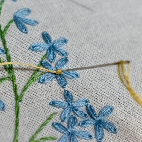 Forget Me Not Hand Embroidery Pattern Wildflower PDF | Etsy Wildflower Hand Embroidery, Embroider Forget Me Not, Stitched Flowers Embroidery, Forget Me Not Embroidery Tutorial, Forget Me Not Flowers Embroidery Pattern, How To Embroider Forget Me Nots, Embroidery Forget Me Not Tutorial, Wildflower Embroidery Pattern Free, Embroidered Forget Me Nots