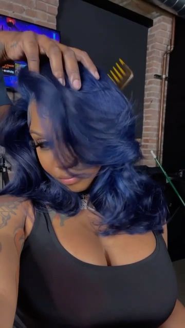 Indigo Blue Hair On Black Women, Blue Black Lace Front Wig, Navy Blue Hair Color On Black Women, Dark Blue Bob Black Women, Royal Blue Peekaboo Hair, Dark Blue Hair Wig, Short Blue Hair Black Women, Royal Blue Hair Black Women, Blue Black Hair Color Black Women