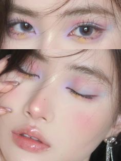 Different Eye Makeup Styles, Pastel Makeup Looks Eyeshadows, Eye Makeup For Small Eyes, Makeup For Hooded Eyes, Eyeshadow Makeup Tutorial, Shine Makeup, Eye Makeup For Hooded Eyes, Full Makeup Tutorial, Douyin Makeup