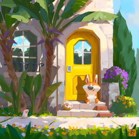 Lynn Chen, Yellow Door, Illustration Art Kids, Bg Design, Picture Books Illustration, Book Illustration Art, Creative Artwork, Environment Concept Art, Illustrations And Posters