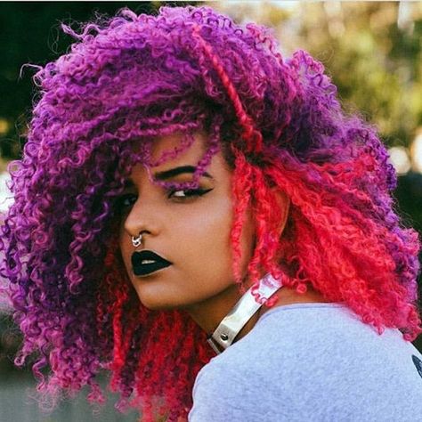 Purple Natural Hair, Hype Hair, Curly Color, Cambodian Hair, Bold Hair Color, Editorial Hair, Dyed Natural Hair, Raw Hair, Curly Hair Cuts