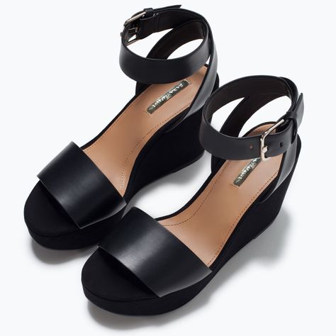 BUCKLED ANKLE-STRAP WEDGES-Special Sizes-Shoes-WOMAN | ZARA United States Bride Shoes Wedges, Nike Boots, Fantastic Shoes, Women's Slip On Shoes, Shoe Gallery, Personalized Shoes, Ankle Strap Wedges, Black Wedge, Bride Shoes