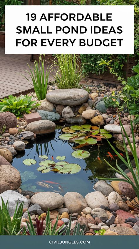 Tiny Garden Pond, Building A Fish Pond, Diy Patio Pond Ideas, How To Make A Pond In Your Backyard, Small Duck Pond Ideas, Backyard Ponds Small Garden Waterfall, Small Diy Pond, Diy Water Pond, Water Trough Pond Ideas